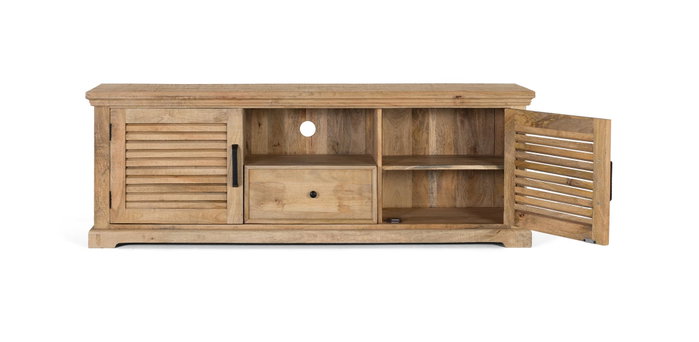 GINER Y COLOMER Meuble TV en bois de manguier avec 2 portes et 1 tiroir